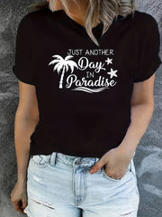 Letter And Tree Graphic Sports T-shirt for Women