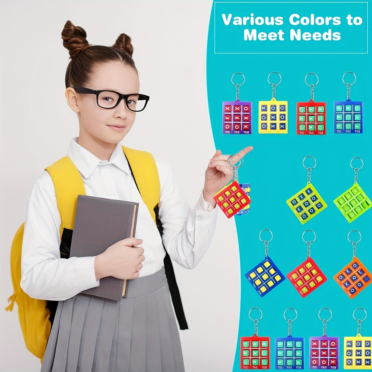 Tic Tac Toe Mini Colorful Nine Grid Keychain Backpack Pendant