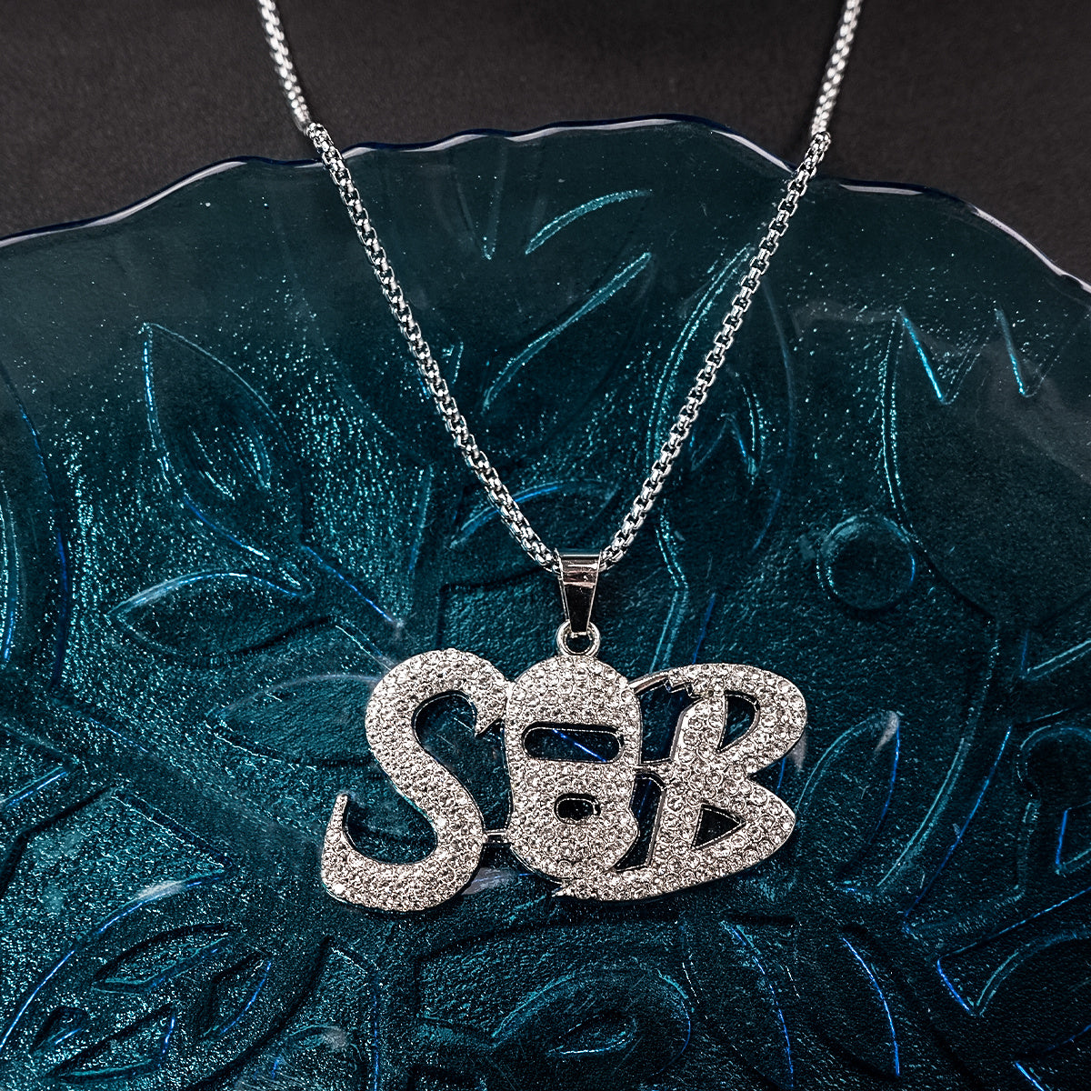 Punk Hip Hop Silver Rhinestone Letter Necklace