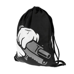 Hand Print Drawstring Workout Backpack Gym Sport String Bag