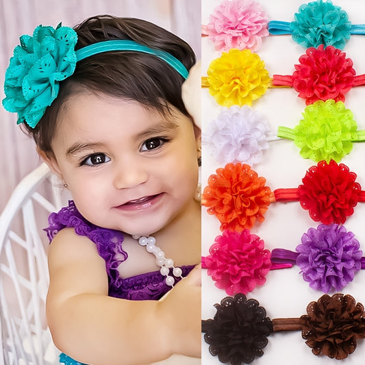Girls Candy Mesh Flower Headband Elastic Hair Accessories