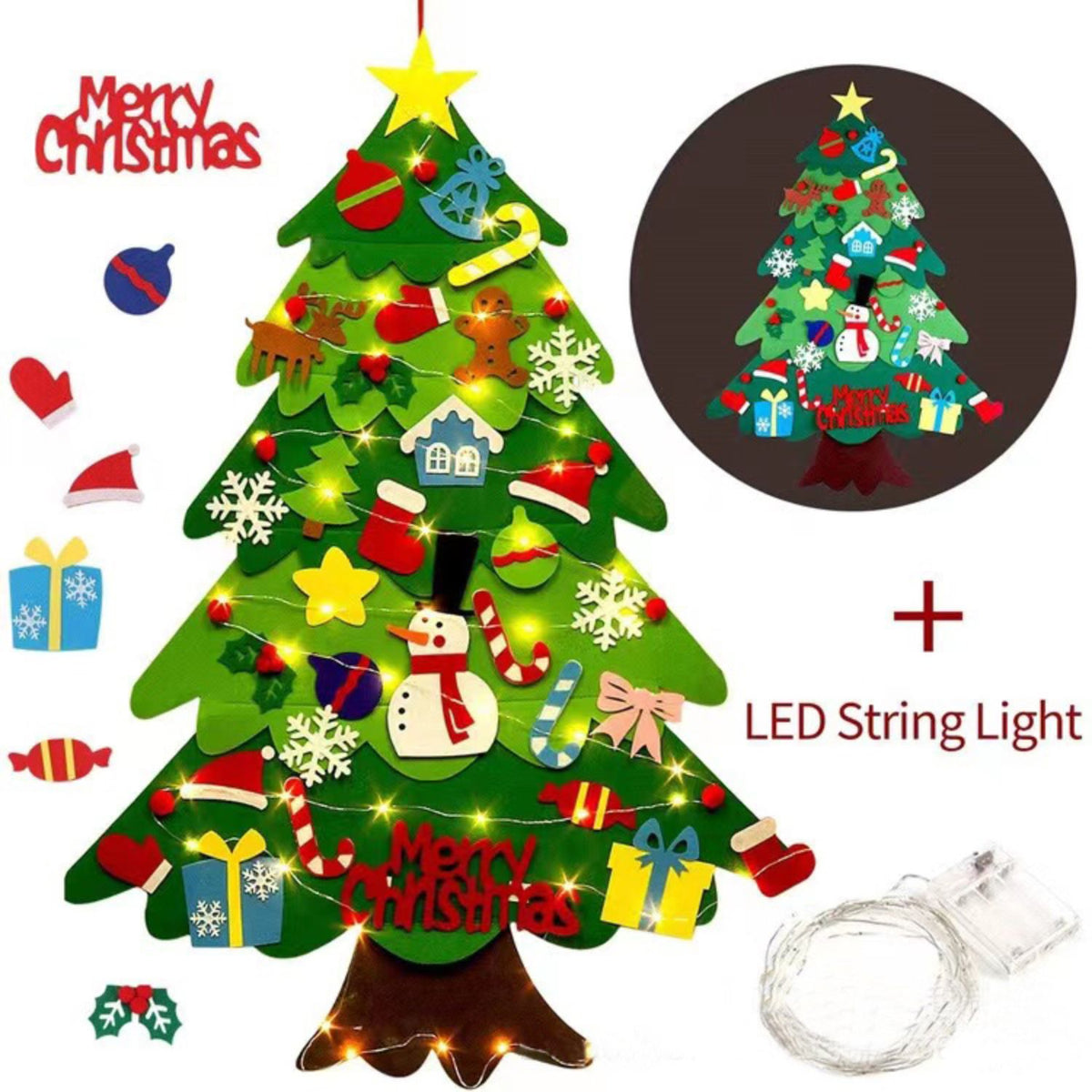 Felt Ornaments DIY Christmas Tree Wall Stickers Door Stickers