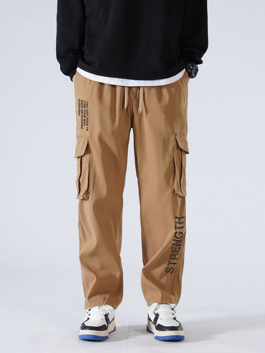 Men's Casual Drawstring Cargo Pants for Spring/Fall