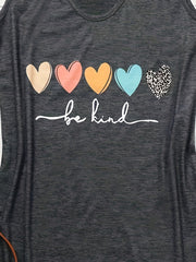  Art Letter & Heart Print Round Neck Tank Dress