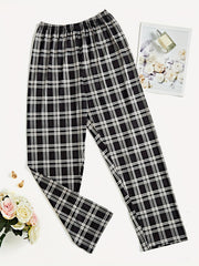 Plaid Sleep Bottoms Elastic Waistband Lounge Pants