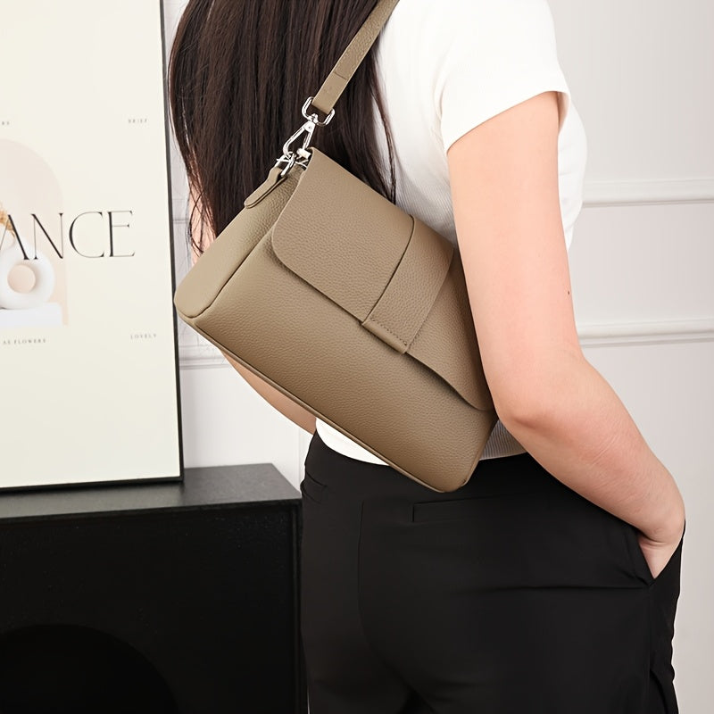 Vintage Leather Shoulder Bag with Adjustable Strap