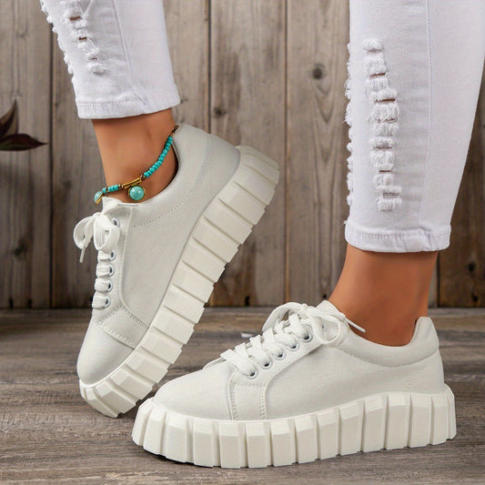 Women's Stylish Platform Sneakers Lace Up Outdoor Shoes