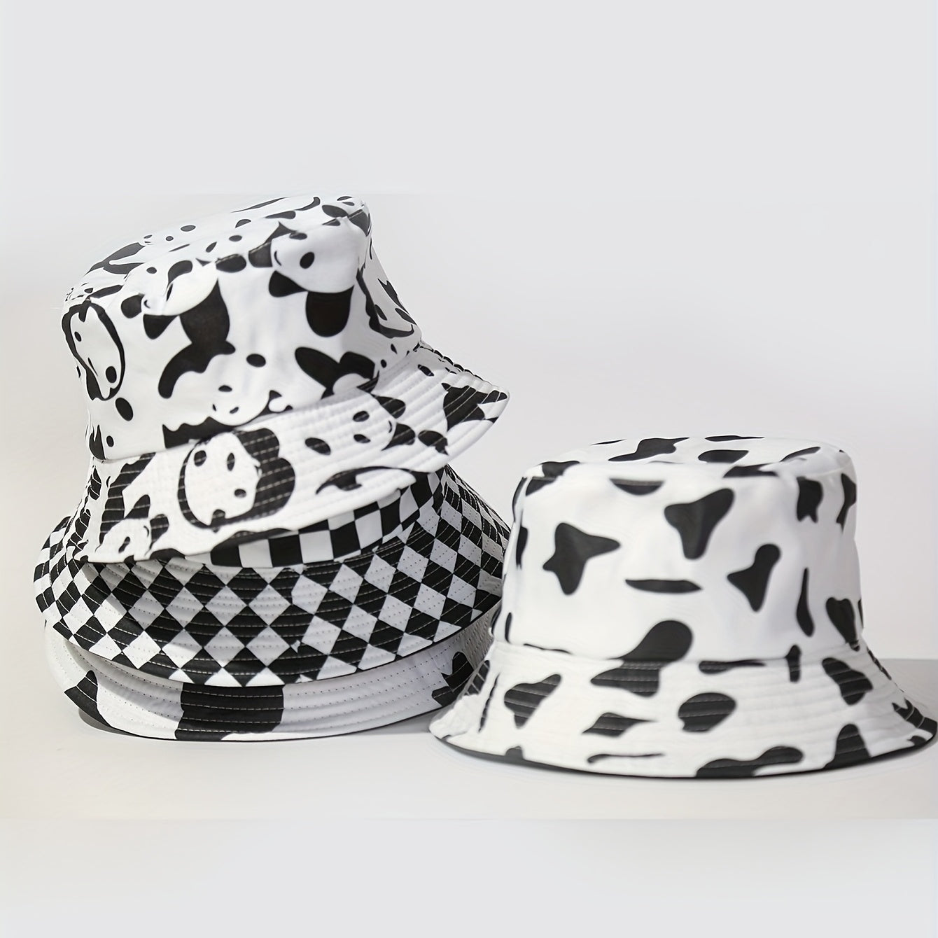 UPF50 Sunshade Bucket Hat With Panda Pattern Double sided Sun Hat
