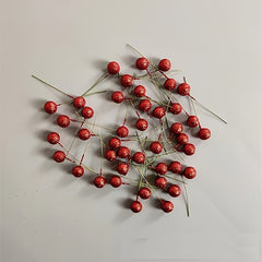 6pcs Christmas Wreath Craft Accessories Golden Powder Red Fruit Decorations