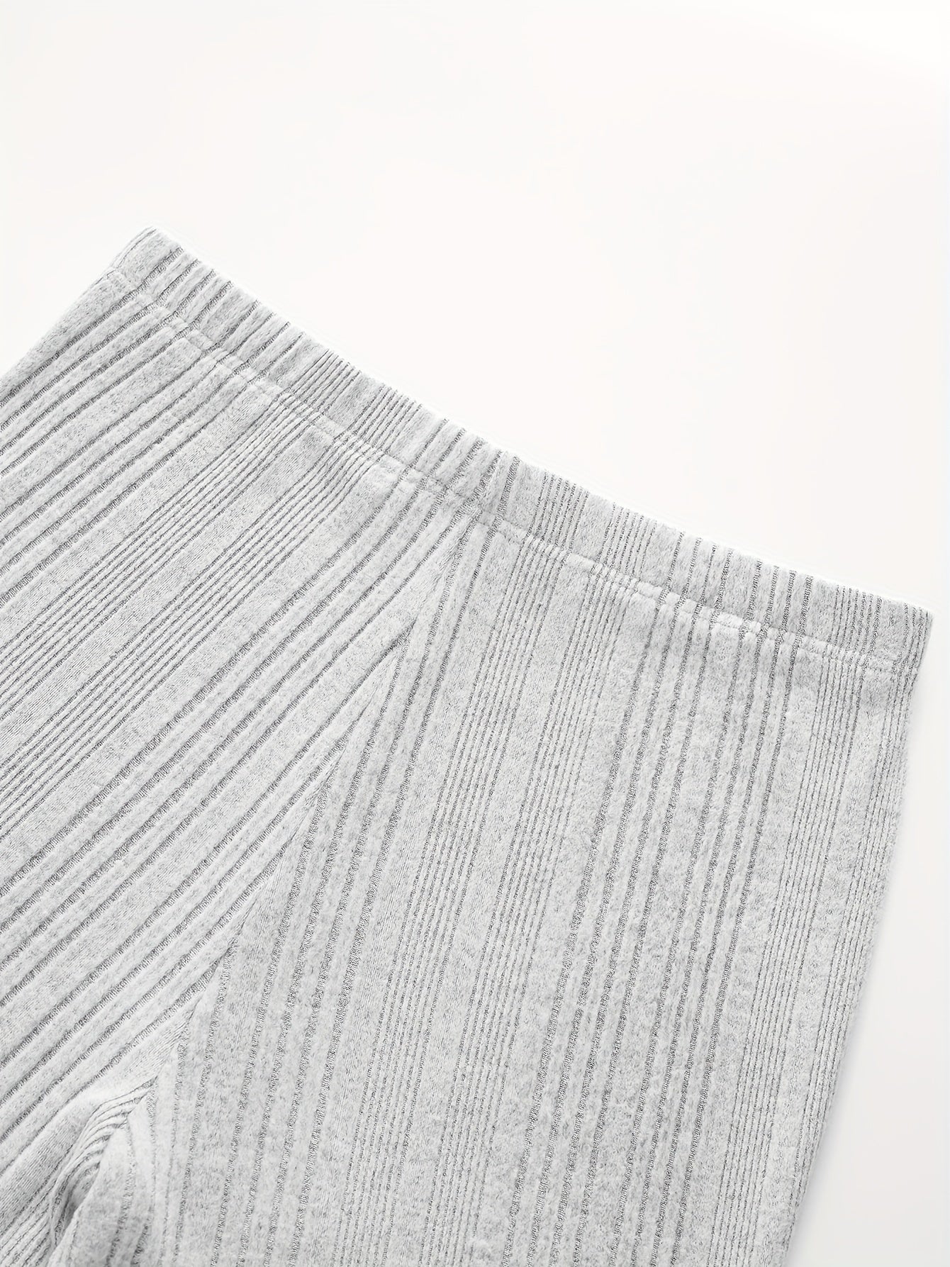  Ribbed Knit High Rise Stretch Pants