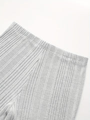  Ribbed Knit High Rise Stretch Pants