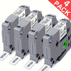 4 Pack 12mm Laminated Tape Compatible With Brother PTouch Label Makers