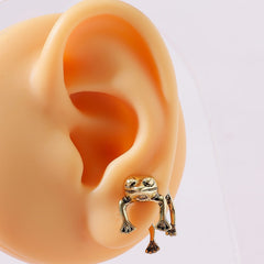 Vintage Frog Front & Back Earrings 14K Plated