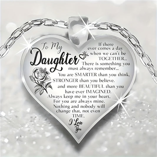 Love Heart Crystal Pendant Necklace for Daughter
