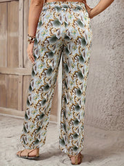 Boho Wide Leg Pants Women's Plus Size Elastic High Rise Trousers