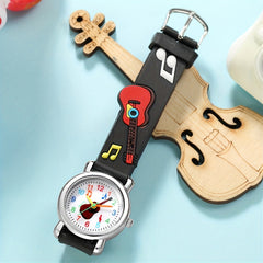 3D Embossed Guitar Pattern Plastic Band Children's Watch