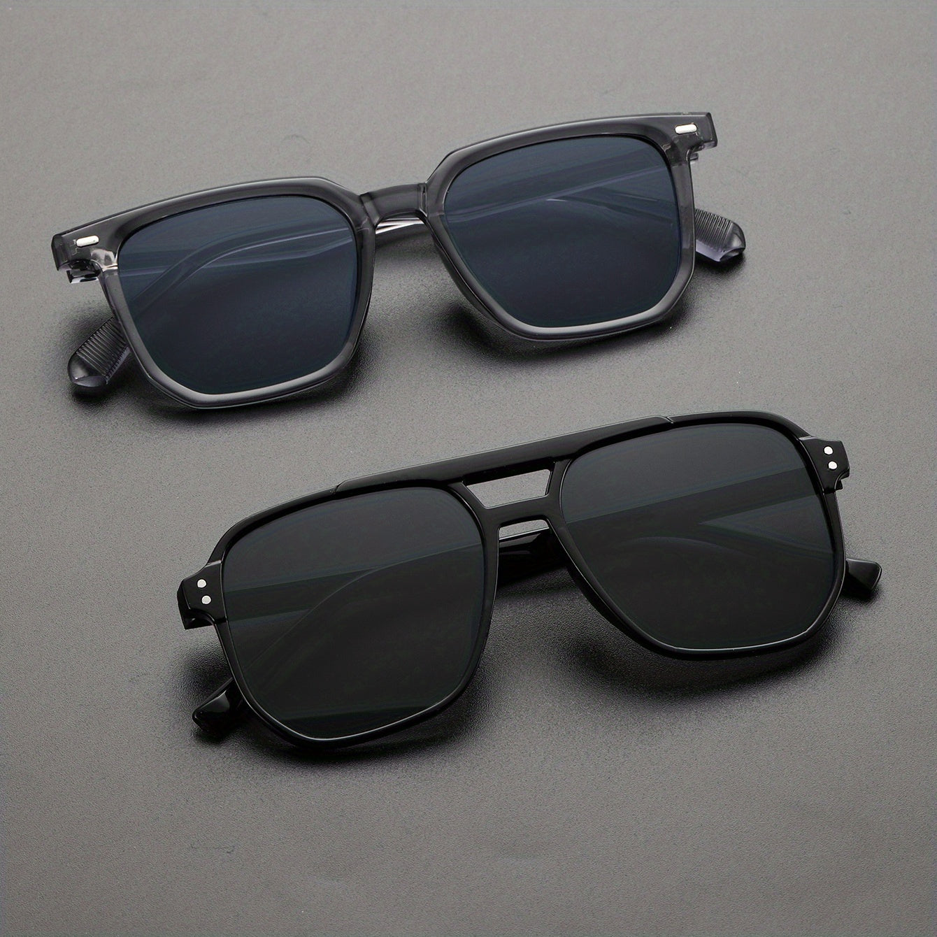 Men's Classic Square Sunglasses with Glasses Case