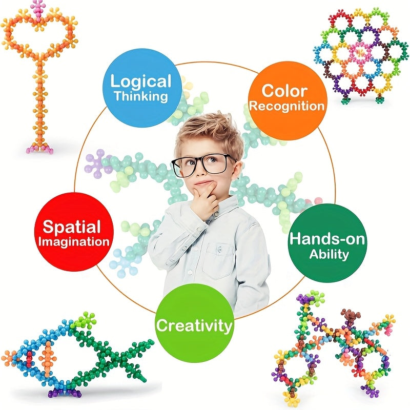 3D Snowflake Plum Blossom Building Blocks Set - Educational Plastic Assemb