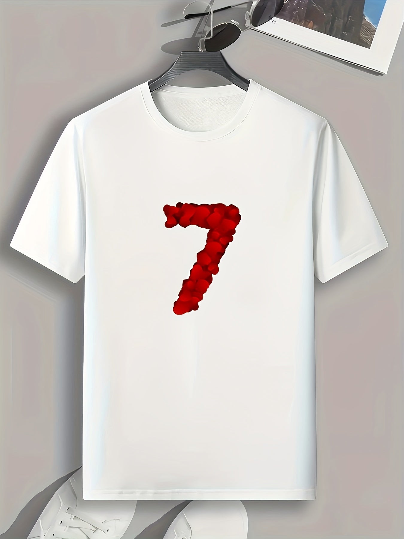 Men's Slim Fit Number 7 Print T-shirt for Summer Holiday