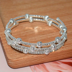 Rhinestone Inlaid Bridal Bangle Bracelet