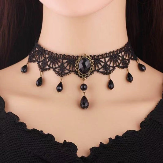 Crystal Tassel Lace Necklace