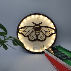 Retro Wooden LED Wall Decoration Butterfly Series Hanging Light
