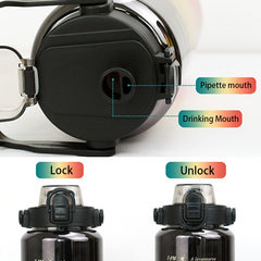 3pcs Leakproof Water Bottle With Straw And Time Marker
