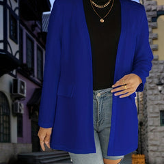  Solid Long Sleeve Open Front Blazer