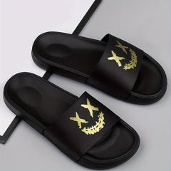 Men's Cartoon Smile Slip On Slides Soft Sole Slippers