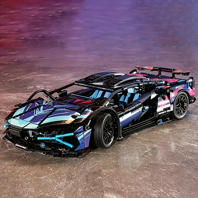 Building Blocks Purple Sports Car Puzzle Toy