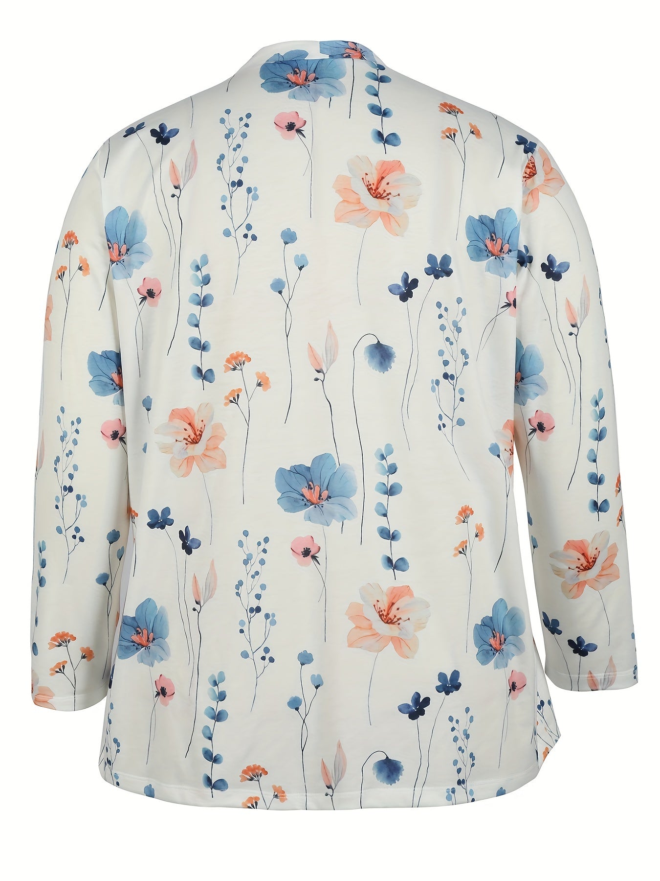  Floral Print Long Sleeve Cardigan