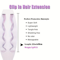 55 88 Cm Colored Wavy Hair Extensions Clip In Synthetic Curly Hairpieces