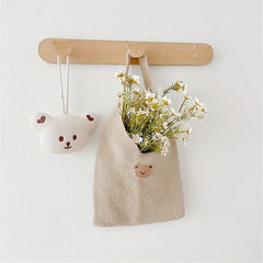 Cartoon Bear Head Knitted Shoulder Tote Bag Large Capacity Mommy Bag