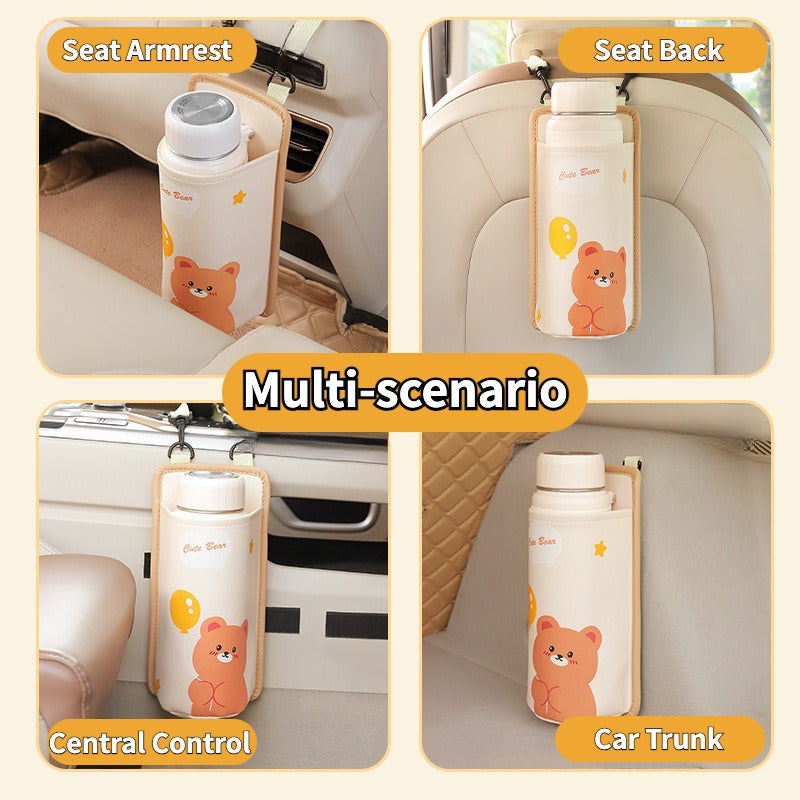 Bear Car Seat Cup Holder Organizer Waterproof Stain Resistant Backseat Storage B