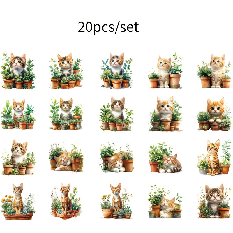 20pcs Mug Decoration Stickers Flower Cat Theme for Mugs Coffee Cups DIY