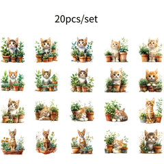 20pcs Mug Decoration Stickers Flower Cat Theme for Mugs Coffee Cups DIY