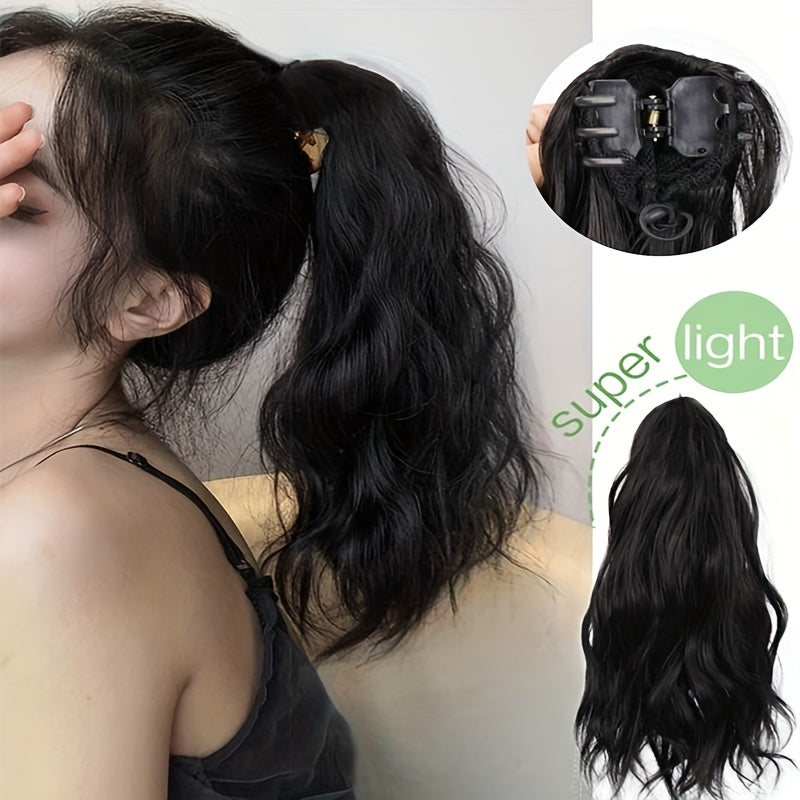 Short Water Wave Ponytail Extensions Curly Wavy Hair Extensions Women Girls