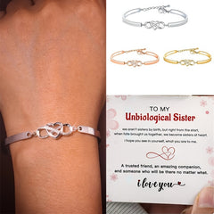 Heart Infinity Bangle for Sister, CZ Decor, Gift Card, Friendship