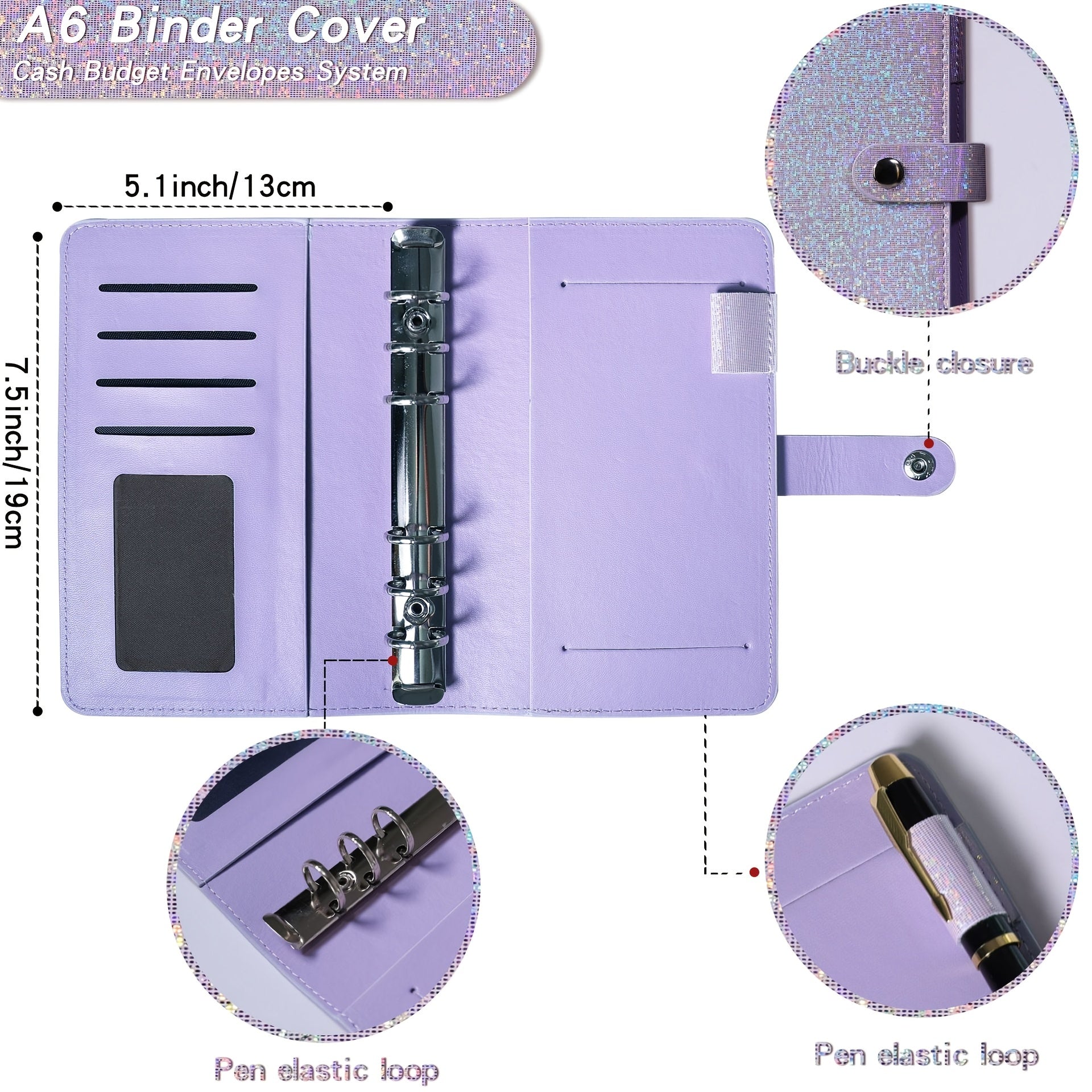 A6 Leather Budget Binder with 12 Zipper Envelopes