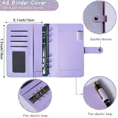 A6 Leather Budget Binder with 12 Zipper Envelopes