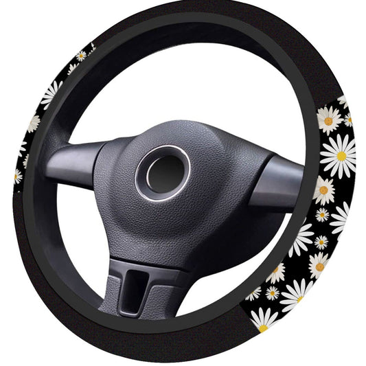 Chrysanthemum Daisy Flowers Print Steering Wheel Cover 15 Inches