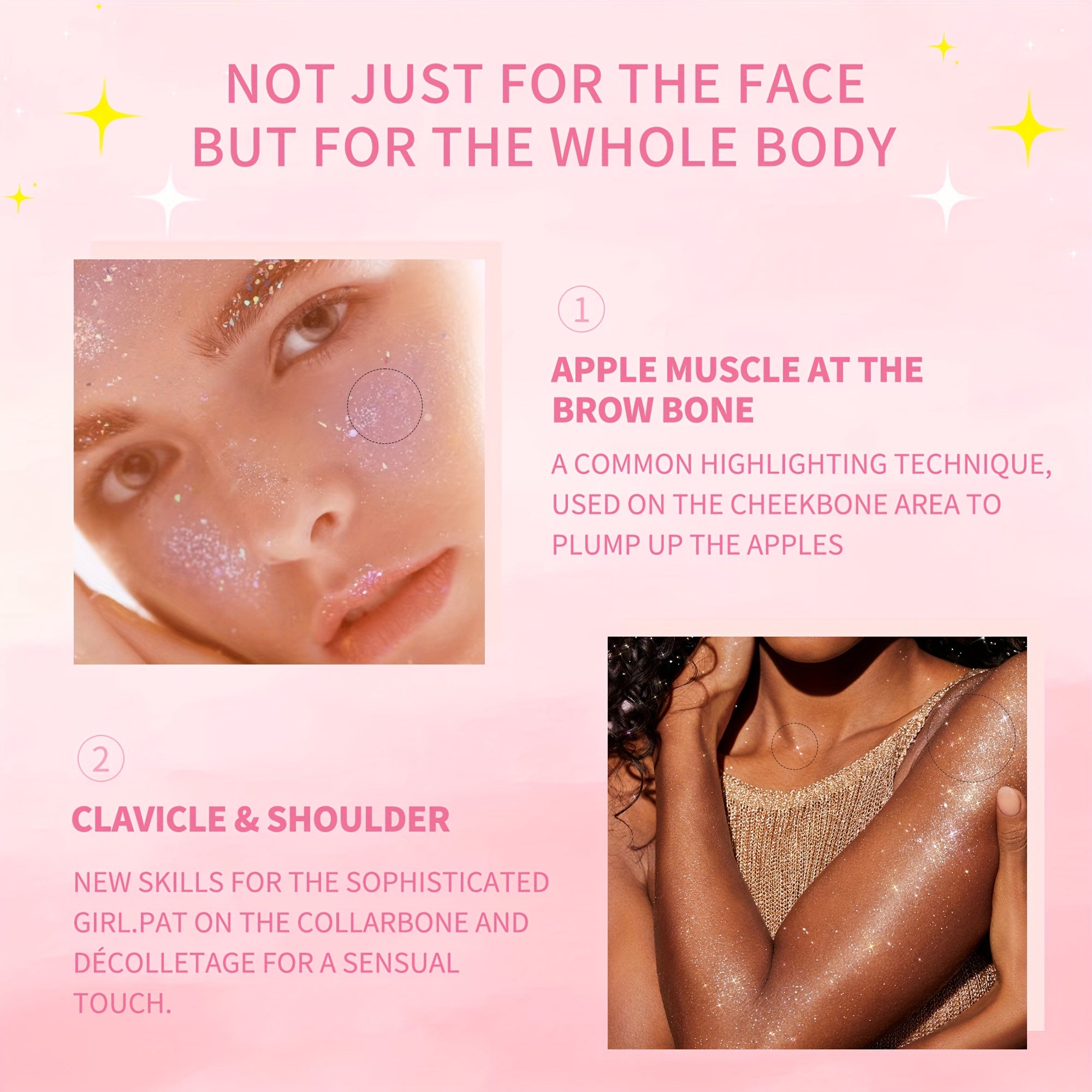 Peach Glitter Highlighting Puff for Face and Body