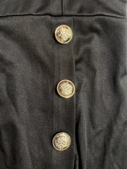  Flared Leg Trousers Button Decor Elastic High Rise Casual Pants