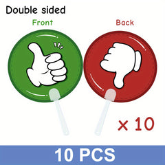 10pcs Double Sided Thumbs Up Down Voting Paddles Classroom Supplies PP Material