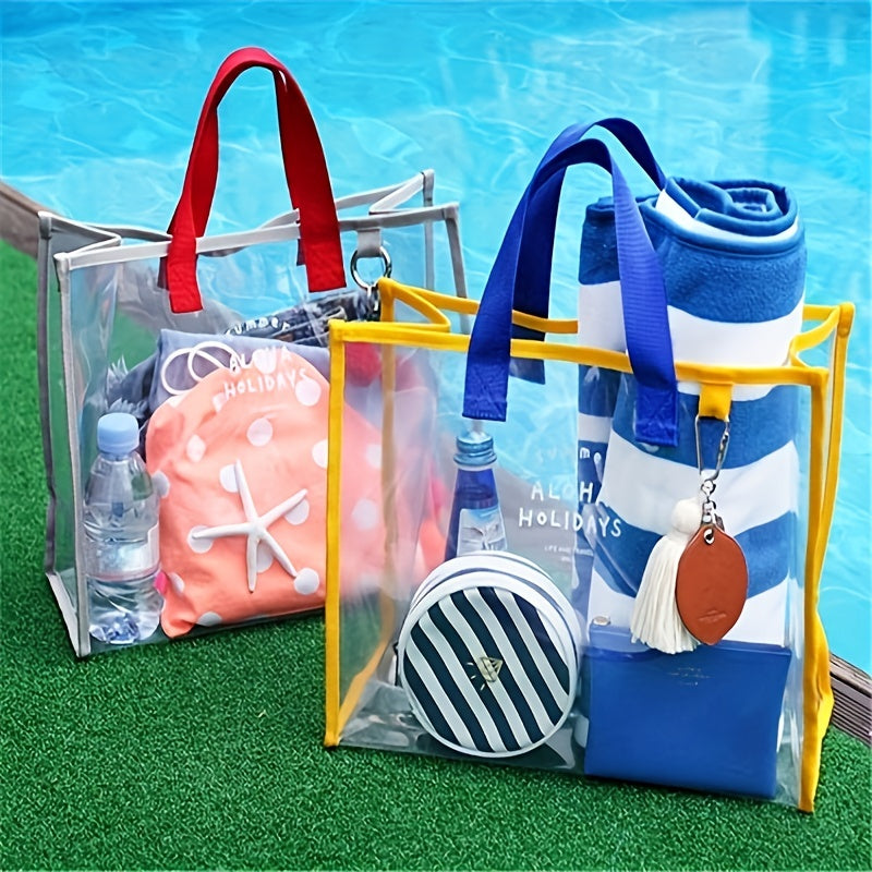 Clear PVC Handbag Shopping Bag Large Capacity Toiletry Bag