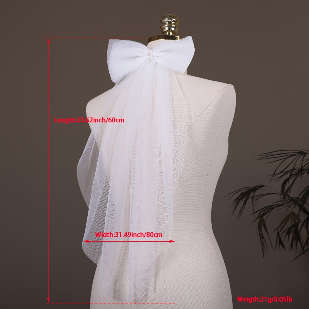 Bridal Veil with Bow Detail Short One Size Fits All