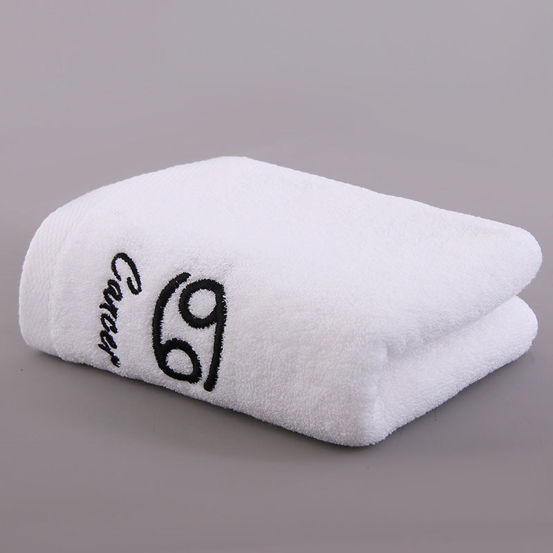 Soft Cotton Face Towel with Constellation Embroidery Pattern