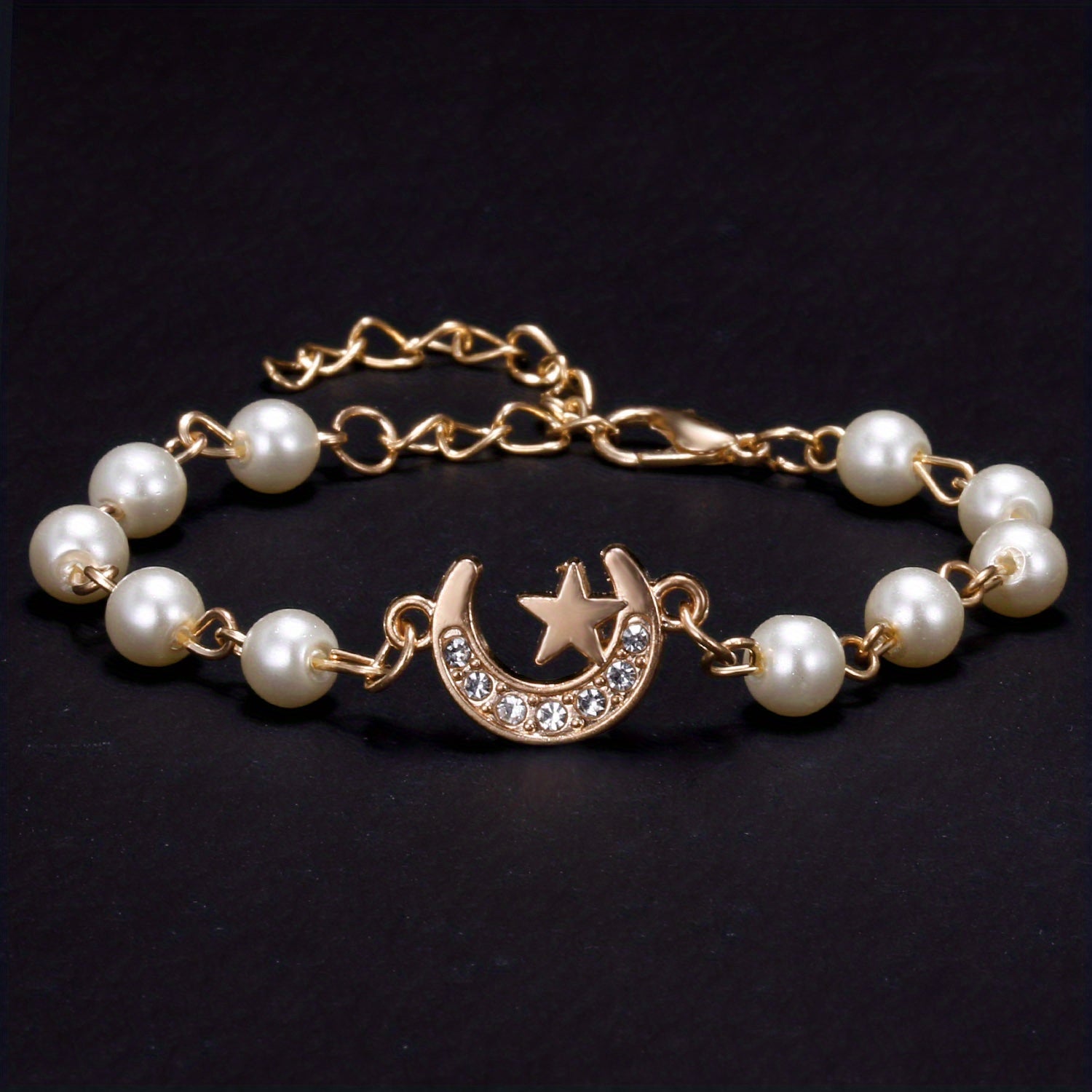 Y2K Faux Pearls Beaded Chain Bracelet for Women