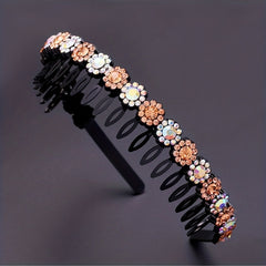 Colorful Rhinestone Flower Tooth Headband for Skincare and Makeup