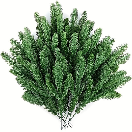 24pcs Holiday Christmas Pine Needles Artificial Green Pine Branches